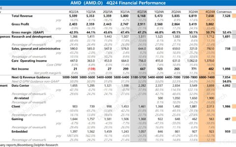 AMD 2024 Q4 财报解析：客户端业务强劲增长，数据中心业务隐忧凸显