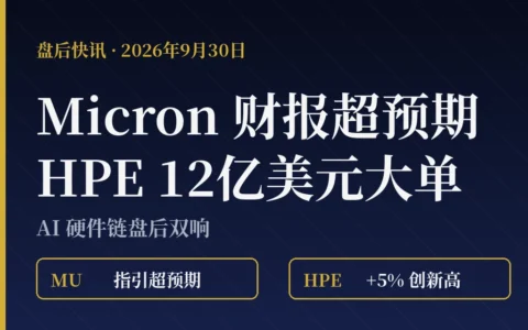 盘后双响：Micron 财报超预期并上调指引，HPE 拿下 12 亿美元 AMD Helios 大单