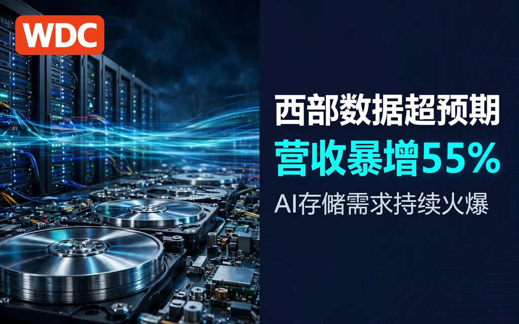 AI 存储链回暖信号?西部数据 2027 财年 Q1 营收暴增 55%,指引和分红双双大超预期